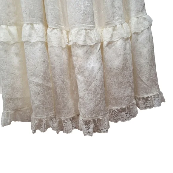 Lulus~Women Jaquared Ivory Corset Ruffle Prairie Dress~Cottagecore Lace~Bridal~S - Picture 5 of 11